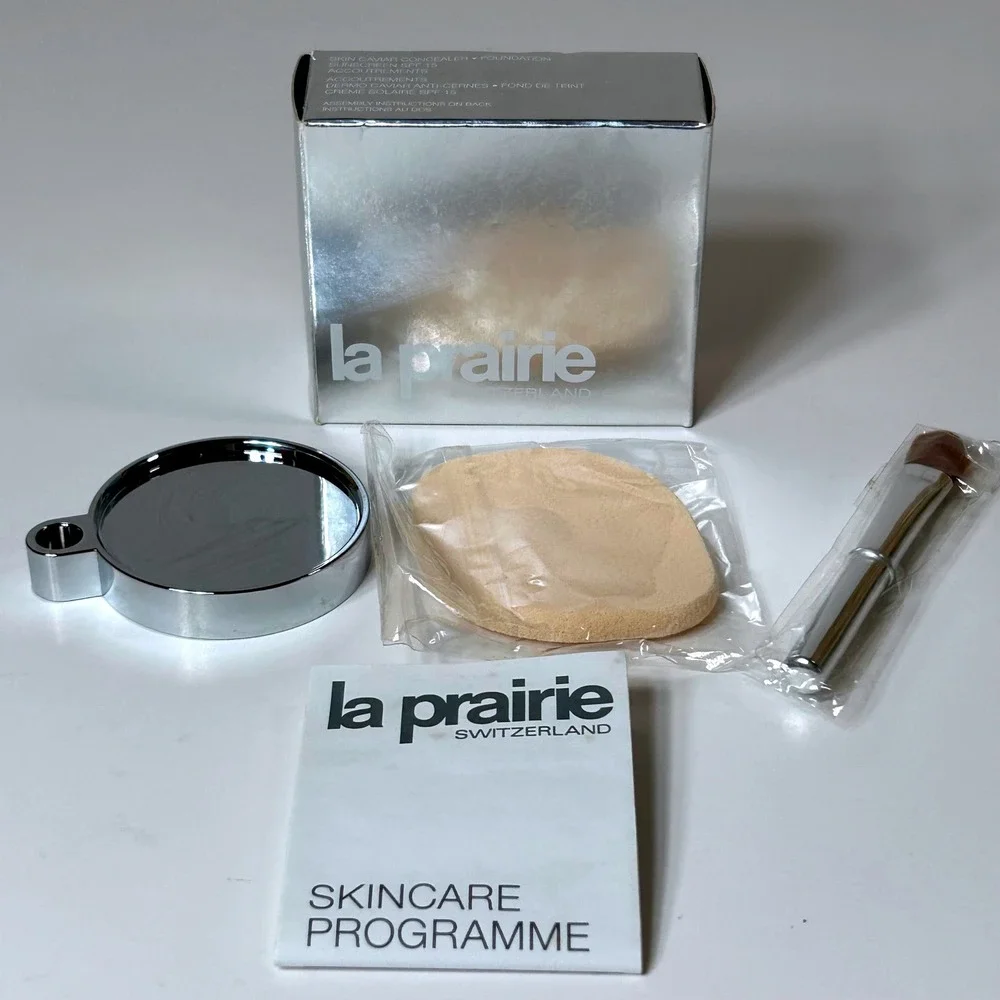 La Prairie Skin Caviar Concealer Foundation Accessory Set ONLY Brush Sponge Stan